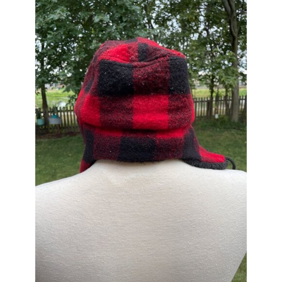 Vintage Trapper Hat Plaid Large Wool Blend Made In USA Dorman Pacific Faux Fur - Picture 3 of 9